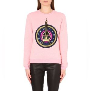 Kenzo Eiffel Tower embroidered cotton-jersey sweatshirt